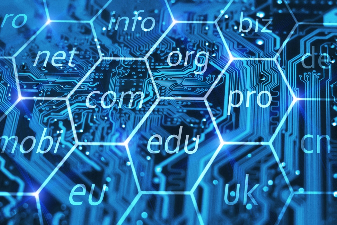 Visual representation of internet domains and technology, illustrating the versatility of the Python urllib module for web scraping and URL parsing. The image highlights various top-level domains such as .com, .org, and .edu, symbolizing the extensive reach and capabilities of Python's urllib module in handling different web-related tasks efficiently.